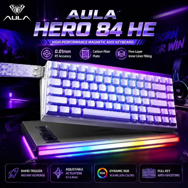 Gaming Keyboard Hot Swappable - AULA HERO84 Magnetic Gaming Mechanical Keyboard