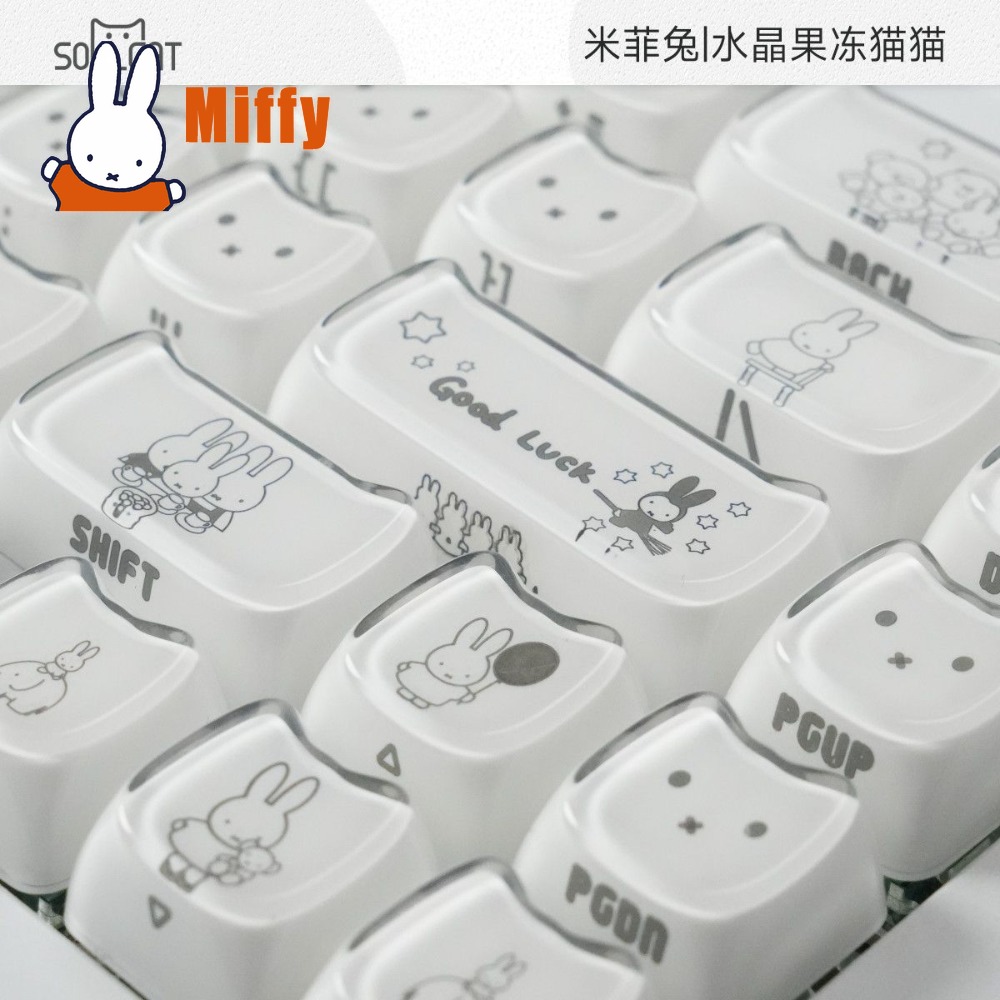 Gaming Keyboard Mechanical - Kawaii Miffy Keycaps Cute Rabbit Mechanical