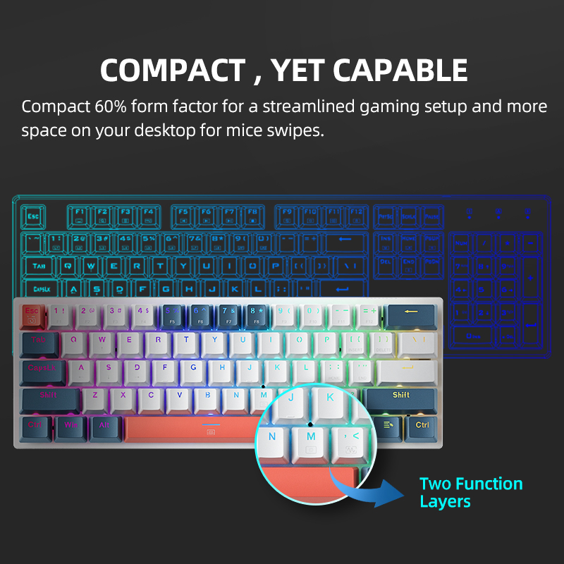 K500-B61 Machenike Mini Mechan - Gaming Keyboard Hot Swappable 评论和价格
