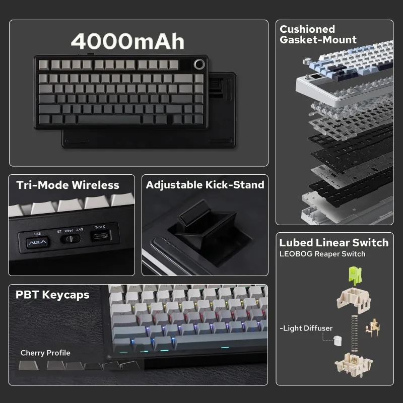 AULA F75 Max Mechanical Keyboa - Gaming Keyboard Mechanical 评论和价格
