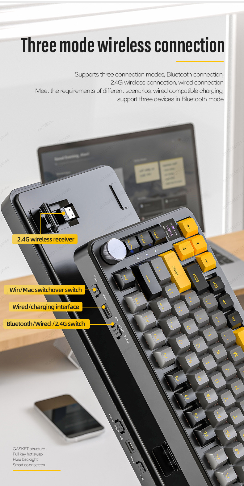 2024 New AL66 Mechanical Keybo - Gaming Keyboard Hot Swappable 评论和价格