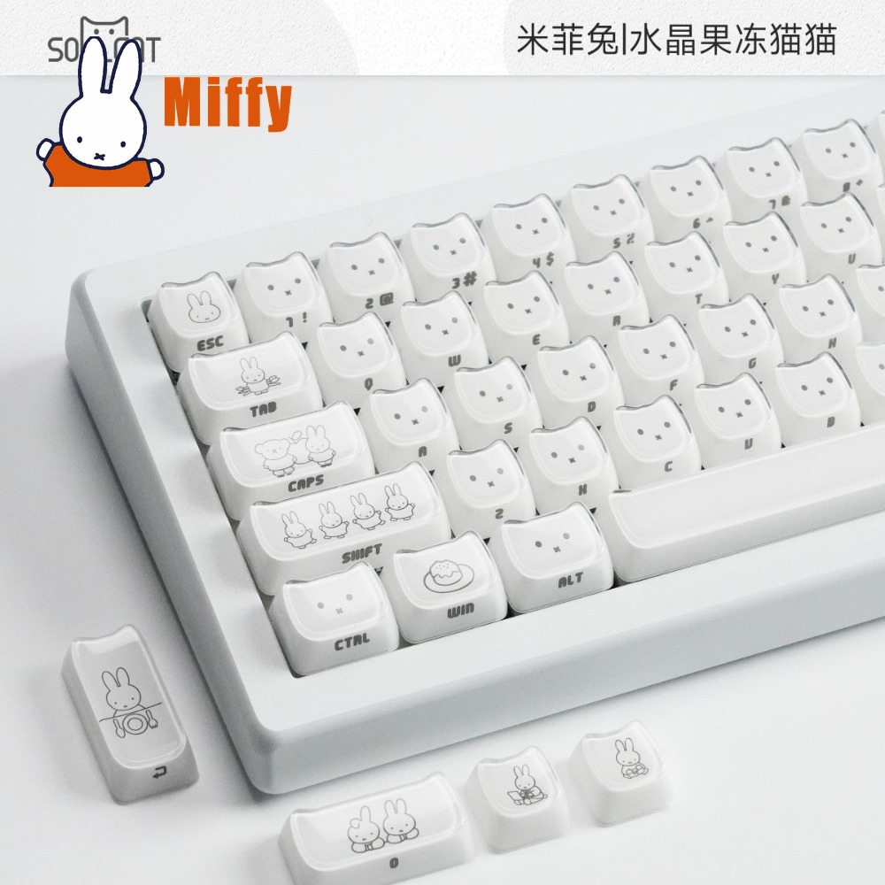 Kawaii Miffy Keycaps Cute Rabb - Gaming Keyboard Mechanical 评论和价格
