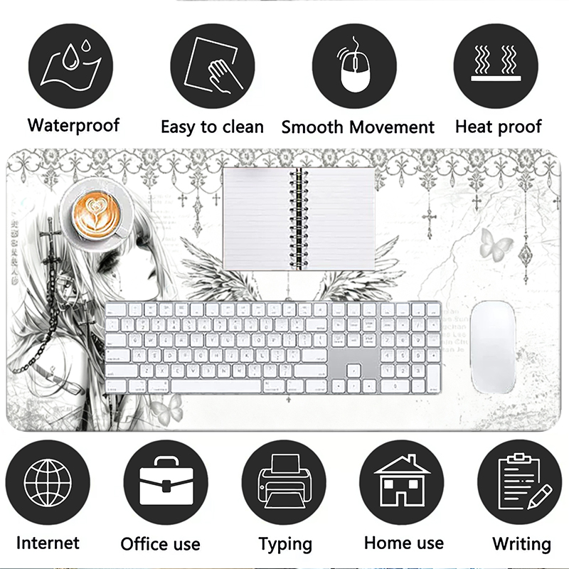 Leather Mousepad Black White A - Gaming Keyboard Esports 评论和价格
