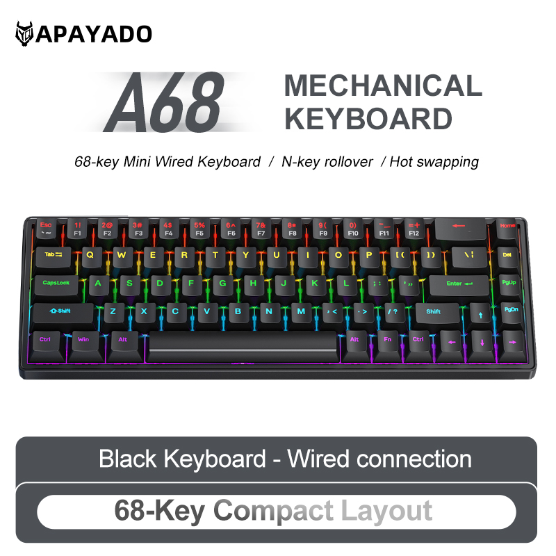 APAYADO A68 Wired Mechanical K - Gaming Keyboard Bundle 评论和价格