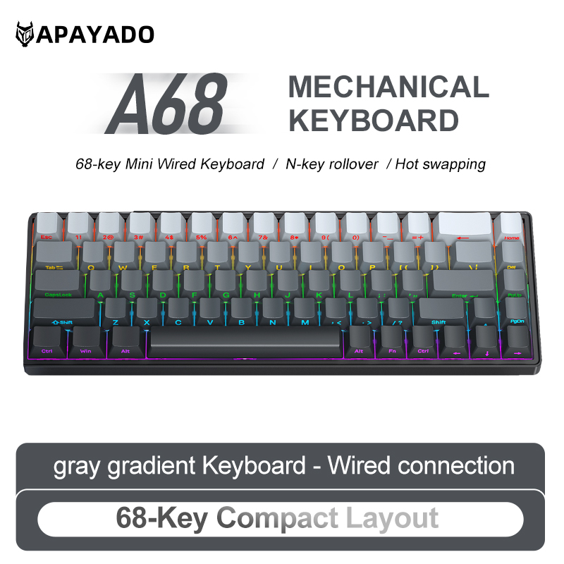 APAYADO A68 Wired Mechanical K - Gaming Keyboard Bundle 评论和价格